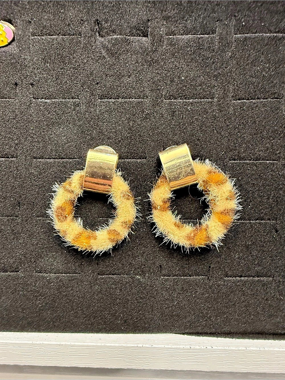 Textured Hoop Earrings in Leopard print Like New